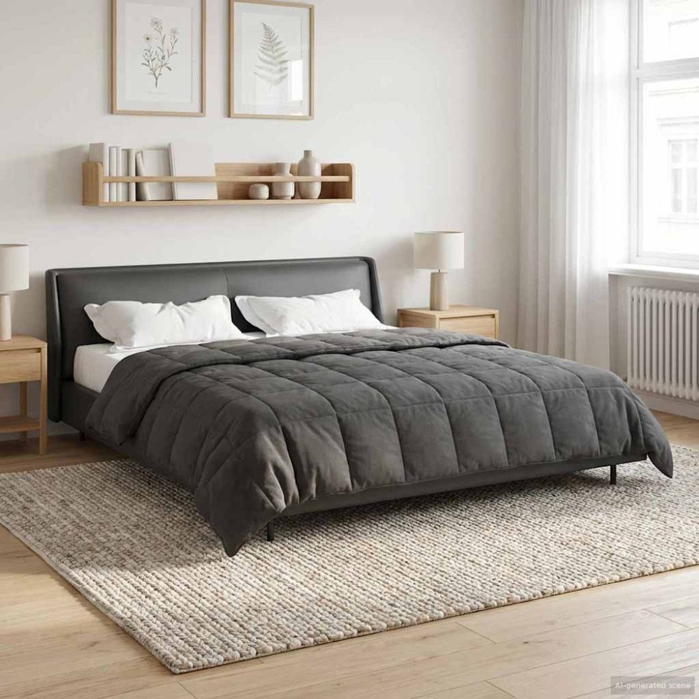 vidaXL Full Års-Duvet Quiltad Antracit 220 x 260 cm