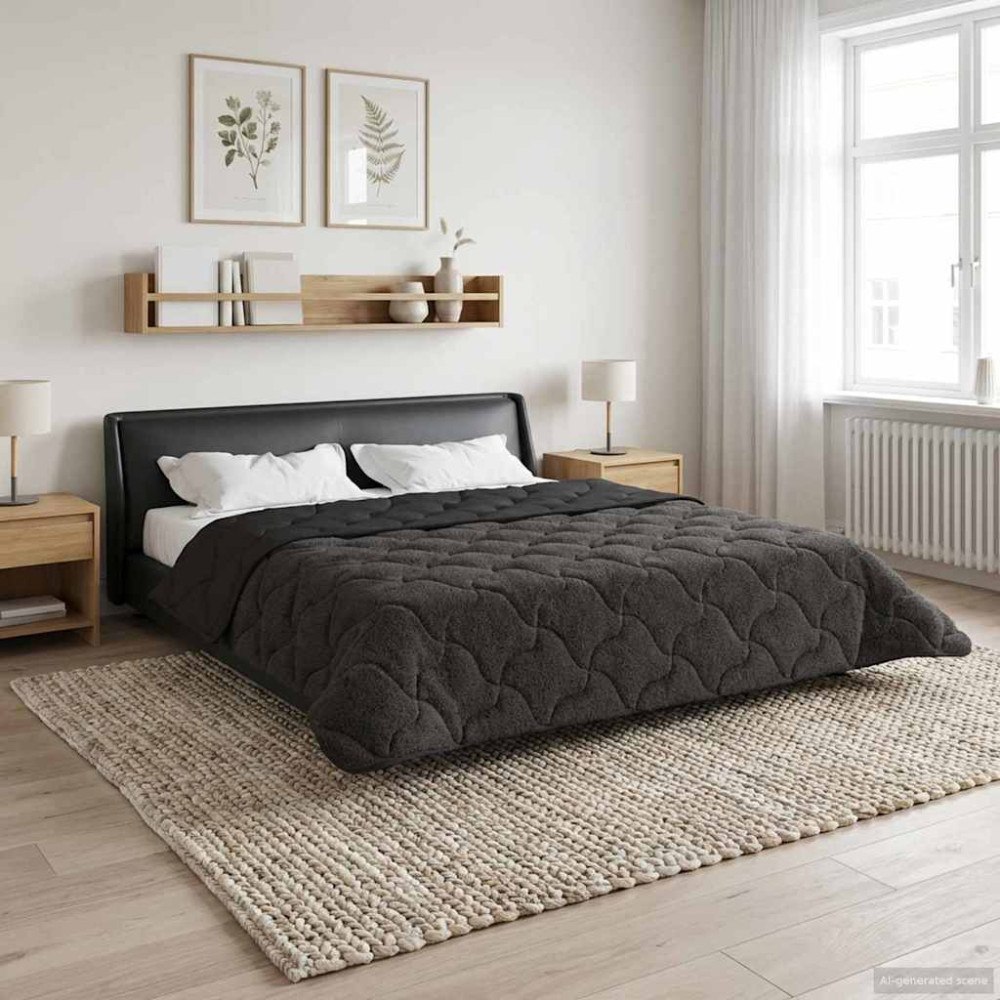 vidaXL Full Års-Duvet Quiltad Antracit 240 x 260 cm