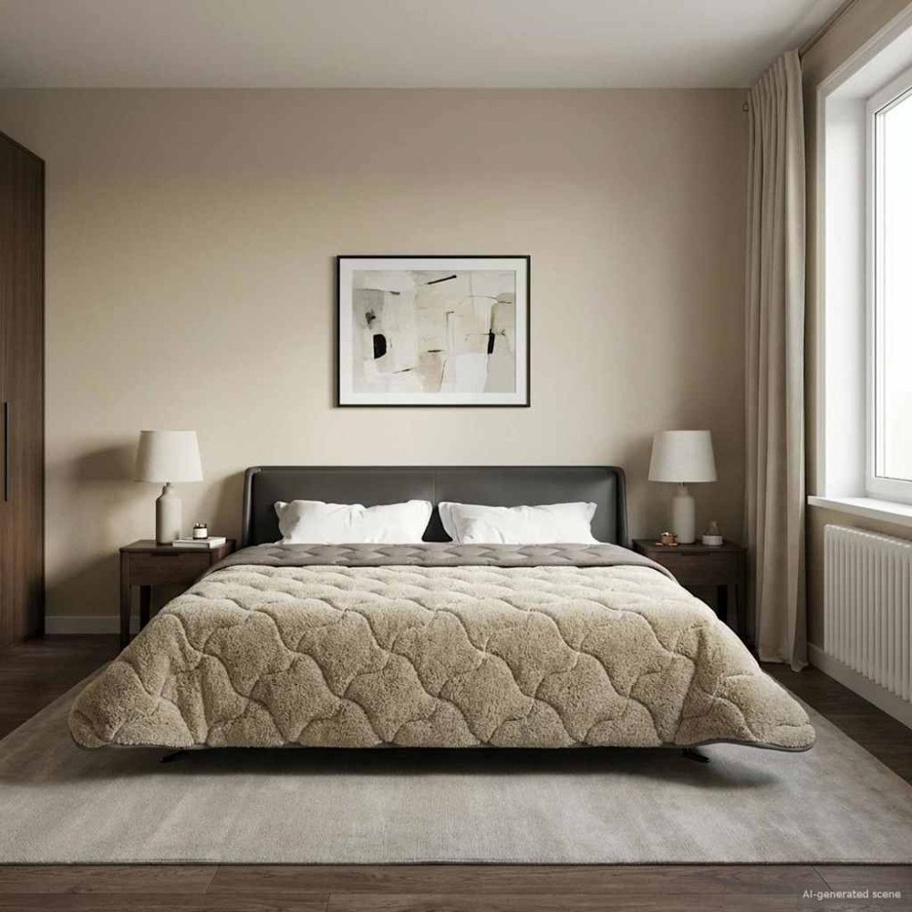 vidaXL Full Års-Duvet Ljusgrå 200 x 240 cm Mikrofiber och Teddyfleece