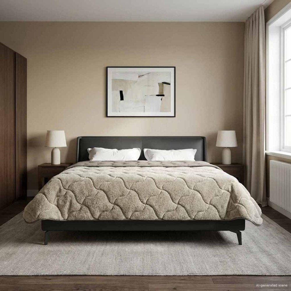 vidaXL Full Års-Duvet Ljusgrå 220 x 240 cm Mikrofiber och Teddyfleece