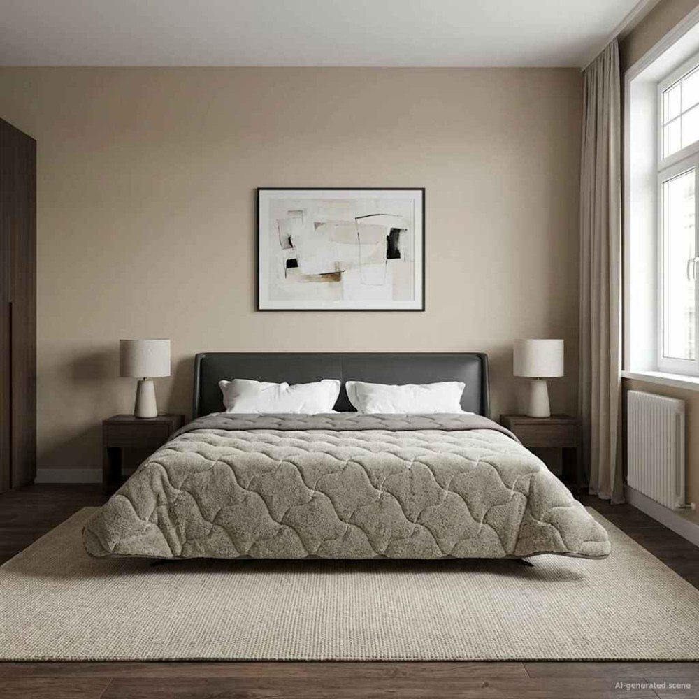 vidaXL Full Års-Duvet Ljusgrå 240 x 260 cm Mikrofiber och Teddyfleece