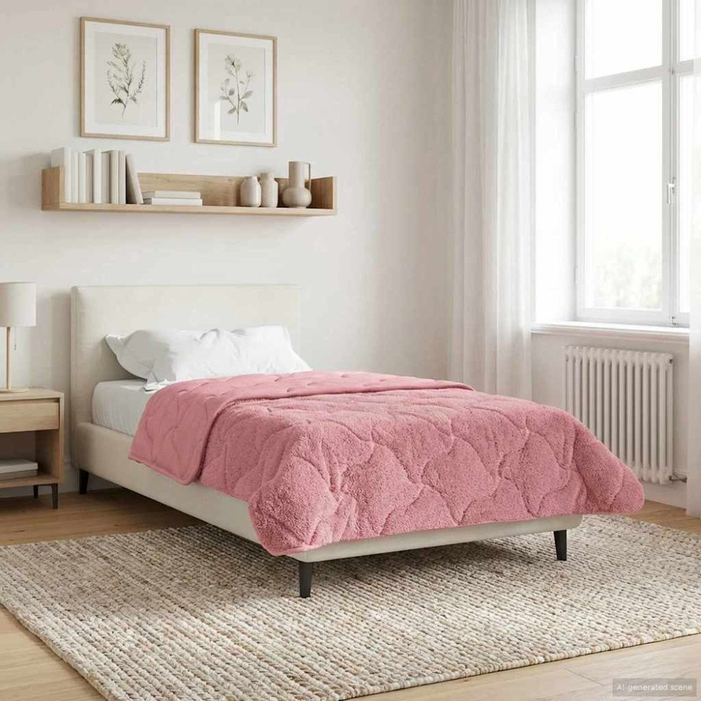 vidaXL Full Års-Duvet Rosa 155 x 200 cm Mikrofiber och Teddyfleece