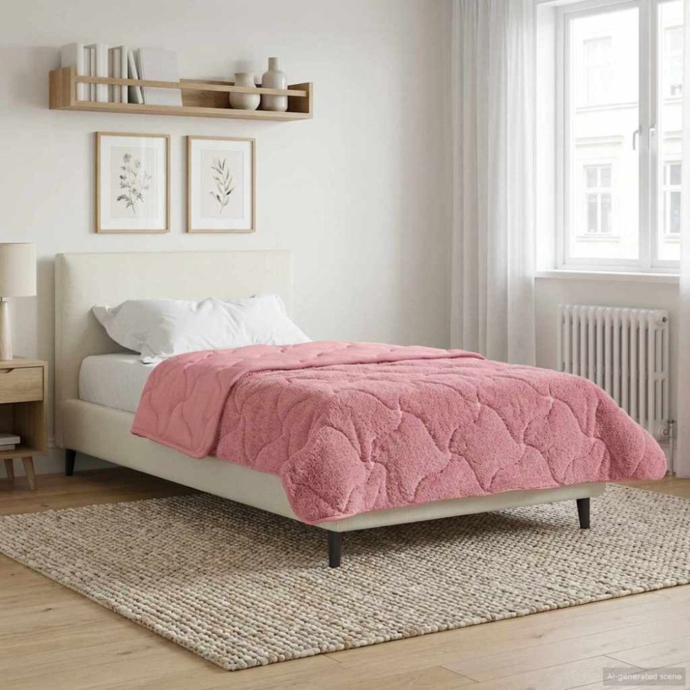 vidaXL Full Års-Duvet Rosa 135 x 220 cm Mikrofiber och Teddyfleece