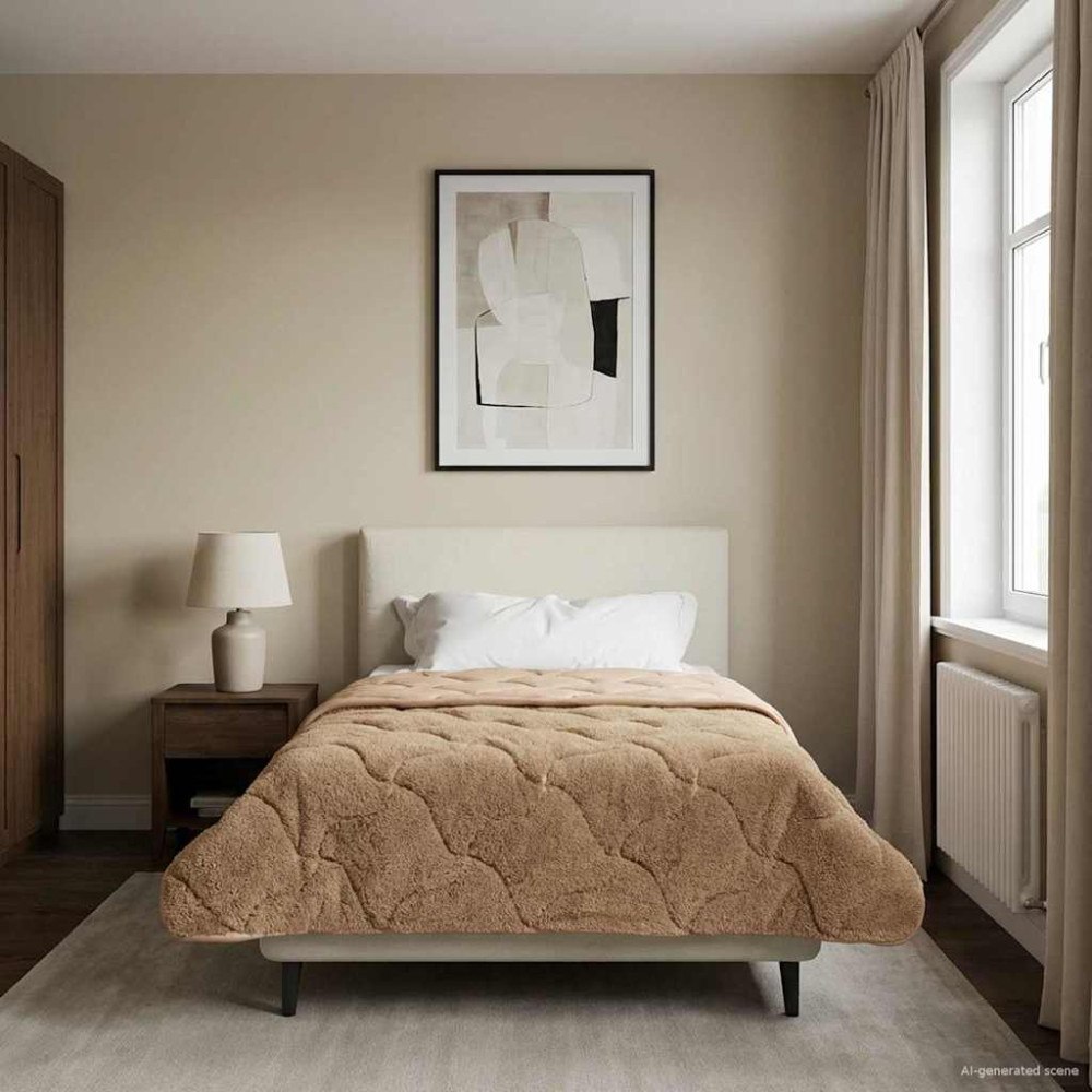 vidaXL Full Års-Duvet Taupe 140 x 220 cm Mikrofiber och Teddyfleece