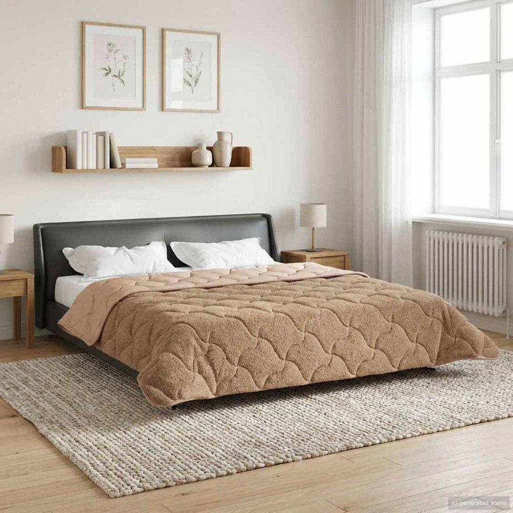 vidaXL Full Års-Duvet Taupe 220 x 240 cm Mikrofiber och Teddyfleece