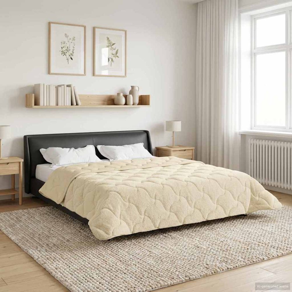 vidaXL Full Års-Duvet Kräm 240 x 260 cm Mikrofiber och Teddyfleece