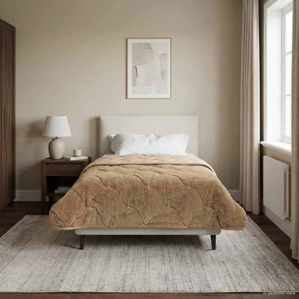 vidaXL Vinter Täcke Taupe 135 x 220 cm Mikrofiber och Teddyfleece