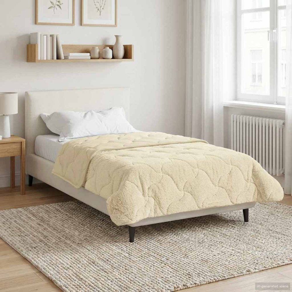 vidaXL Vinter Täcke Kräm 155 x 220 cm Mikrofiber och Teddyfleece