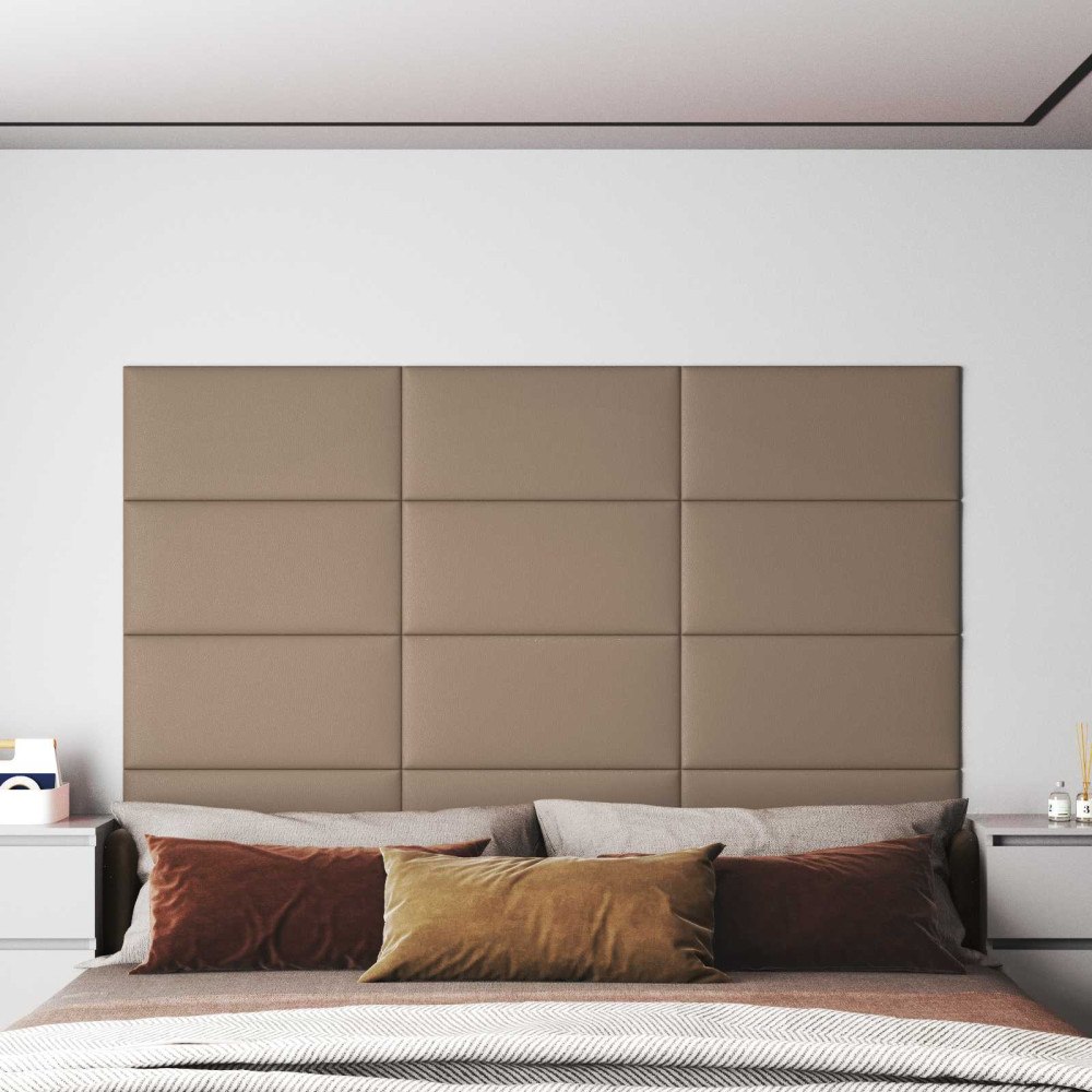vidaXL Väggsänggavel 12 st 60 x 30 cm Cappuccino tyg