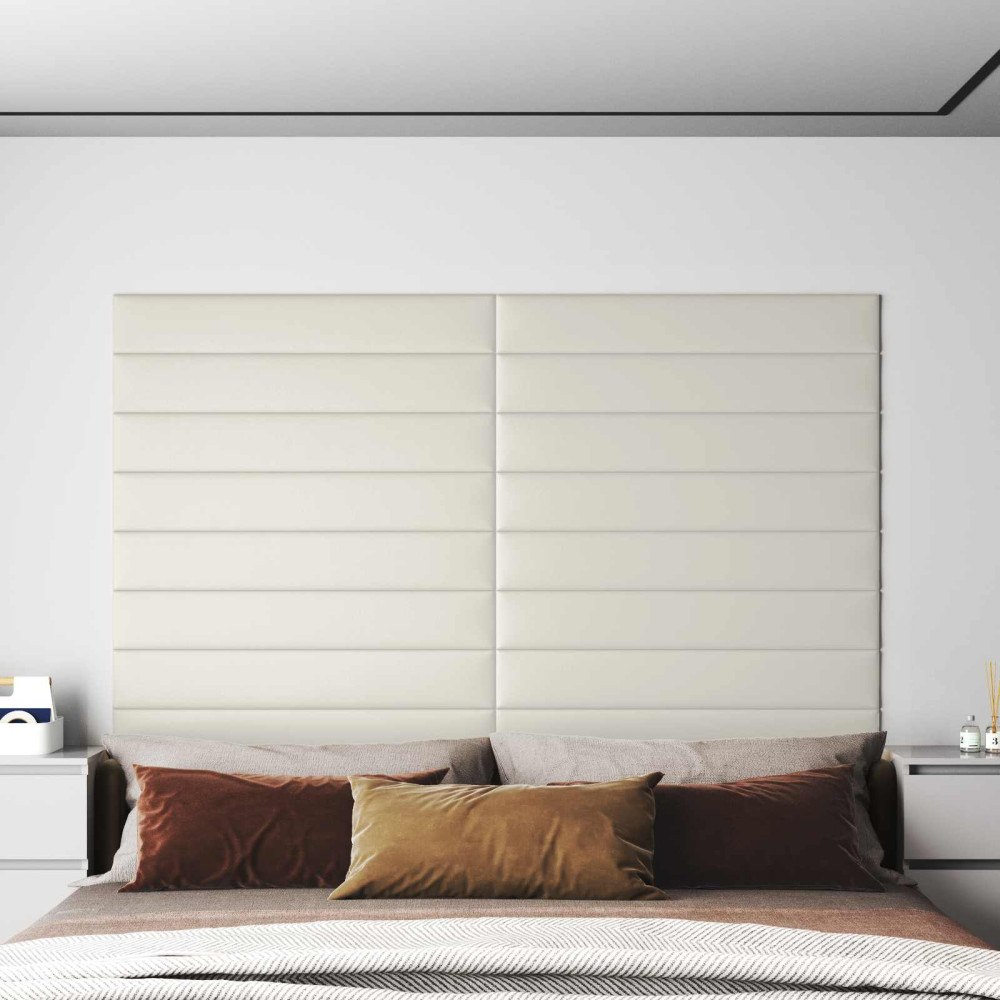 vidaXL Väggsänggavel 12 pcs Kräm 90 x 15 cm Sammet