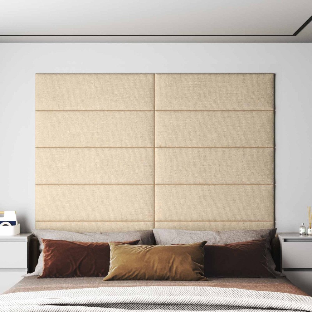 vidaXL Väggsänggavel 12 st 90 x 30 cm Kräm tyg