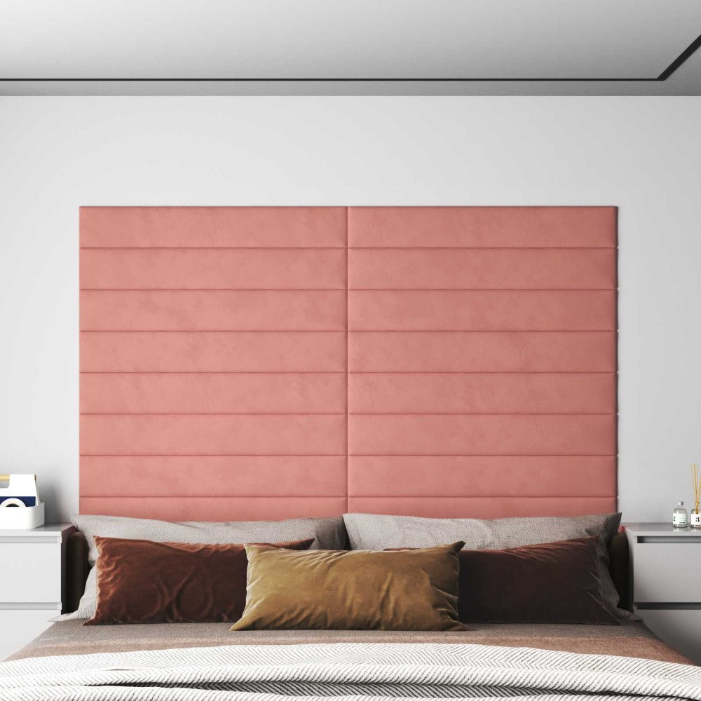 vidaXL Väggsänggavel 12 st Rosa Sammet