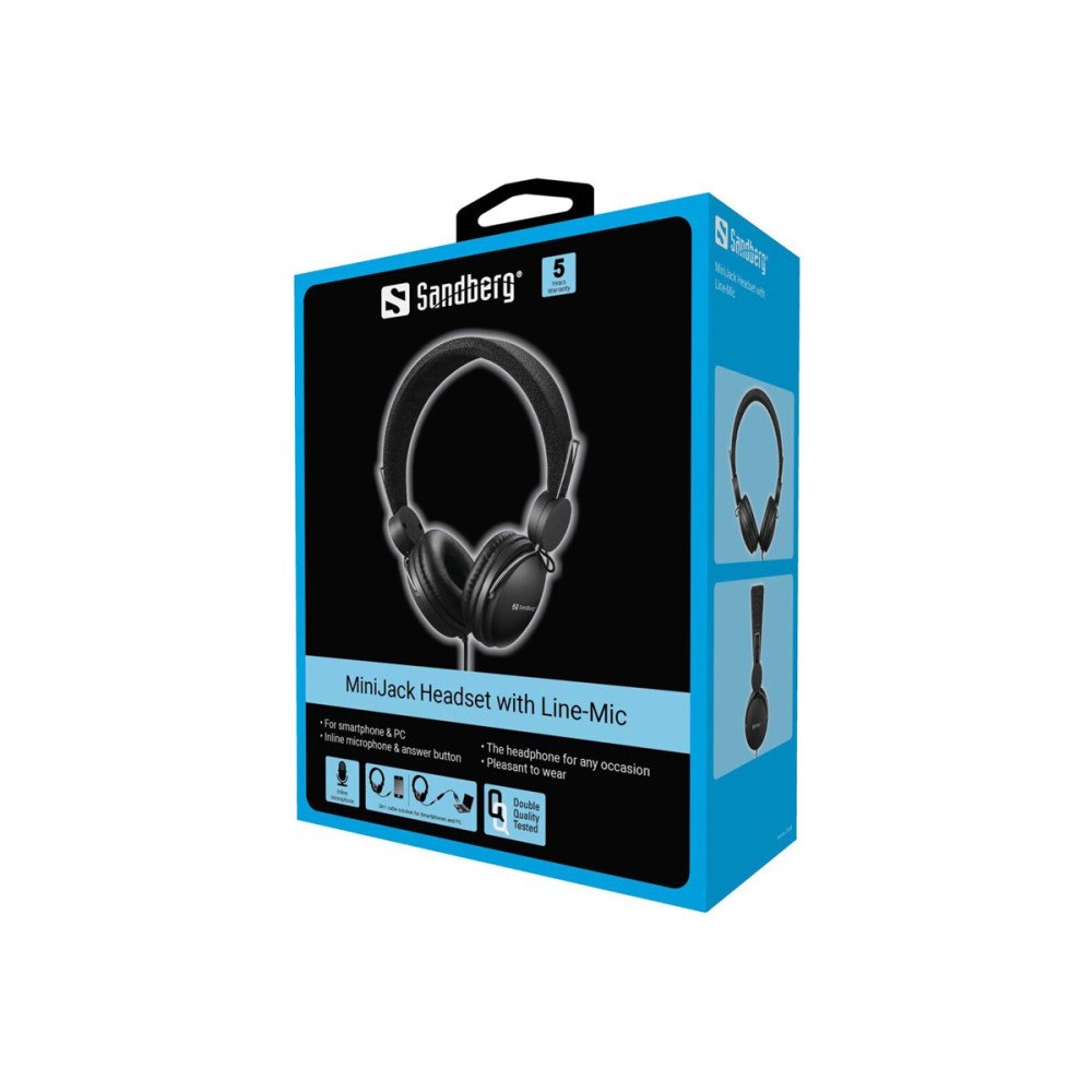 Sandberg Sandberg MiniJack Headset with Line-Mic - hörlurar med mikrofon - 3,5 mm kontakt
