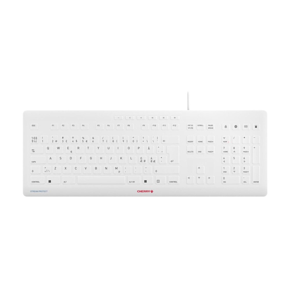 CHERRY CHERRY STREAM KEYBOARD - tangentbord - hygieniskt tangentbord som kan desinficeras - QWERTY - Nordisk - pärlgrå Inmatnin...