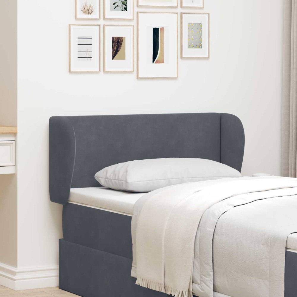 vidaXL Sänggavel Öra Dämpad Grå 40 x 23 x 6 cm Sammet