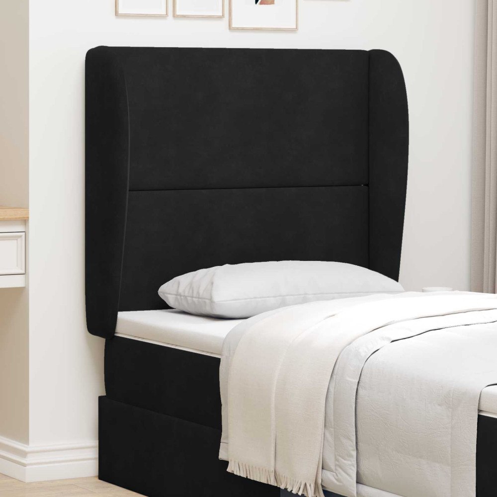 vidaXL Sänggavel Öra Svart 80 x 23 x 6 cm Sammet