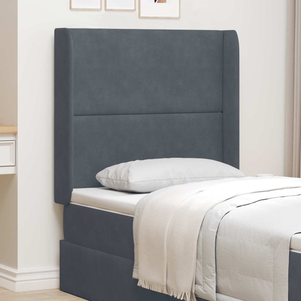 vidaXL Sänggavel Öra Grå 80 x 16 x 4 cm Sammet