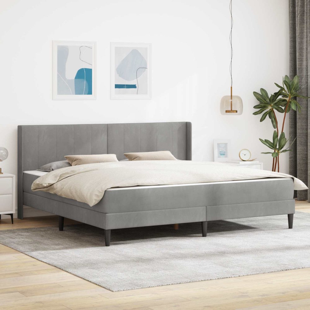 vidaXL Sängram Ljusgrå 200 x 200 cm Sammet