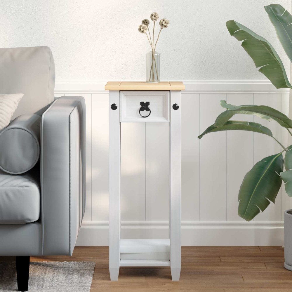 vidaXL Växtställ Vit 30 x 30 x 73 cm Massiv furu