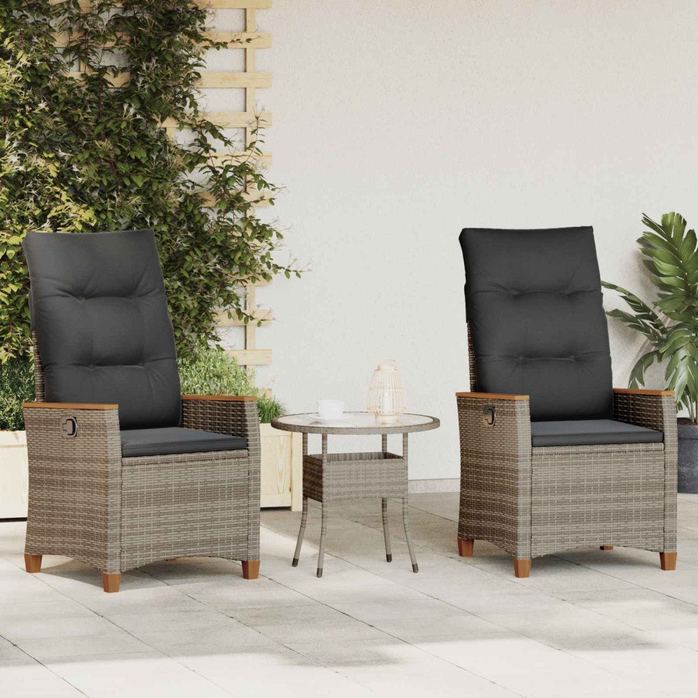 vidaXL Fällbar trädgårdstol Grå och mörkgrå 64 x 57,5 x 112 cm