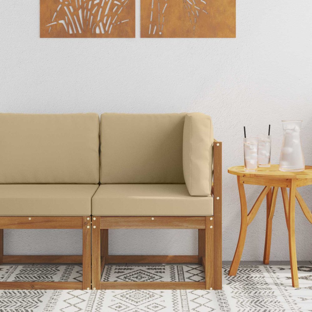 vidaXL Utehörnsoffa Massivt Akaciaträ Naturfärg