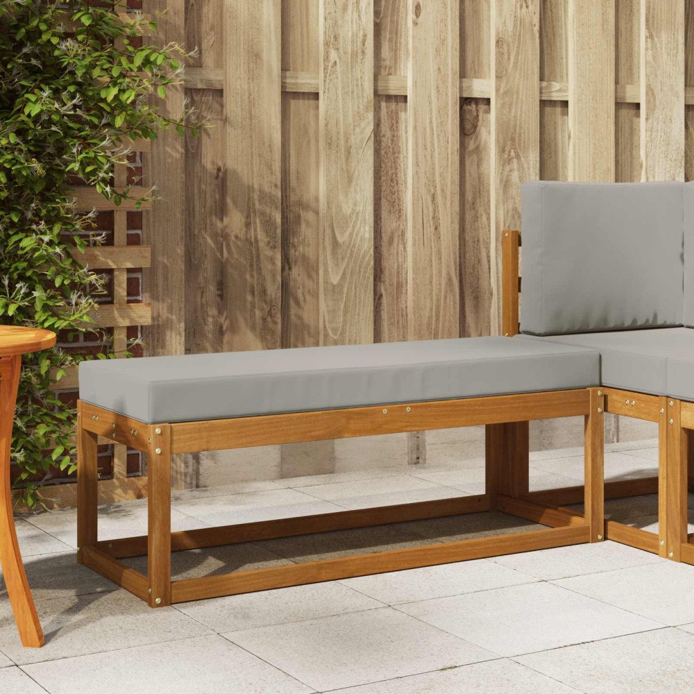 vidaXL Pallbänk med kudde Naturlig och Ljus Grå 115 x 43 x 37 cm