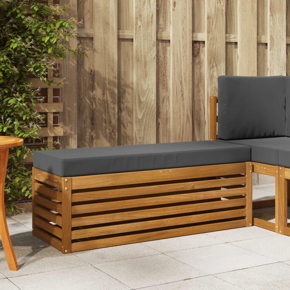 vidaXL Pallbänk med kudde Naturlig och Antracit 115 x 43 x 37 cm