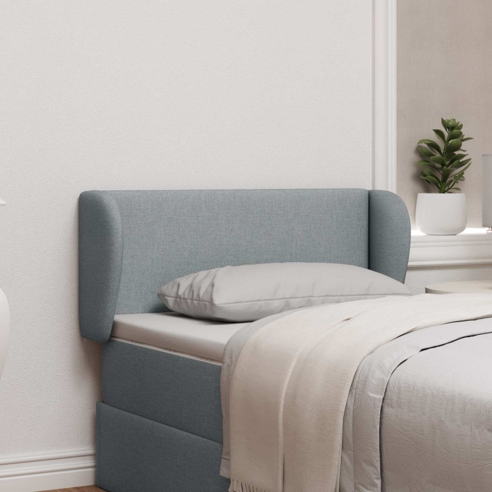 vidaXL Sänggavel Öra Ljusgrå 40 x 23 x 6 cm tyg