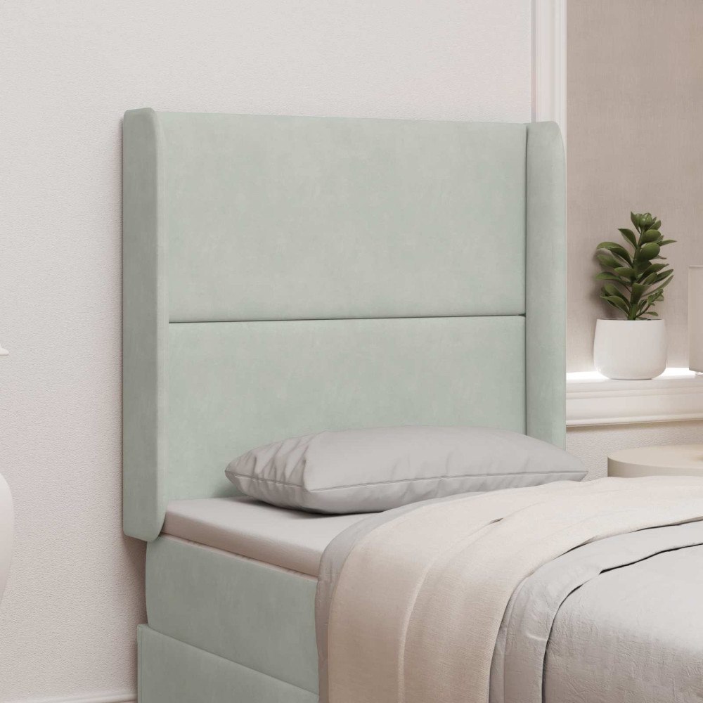 vidaXL Sänggavel Öra Ljusgrå 80 x 16 x 4 cm Sammet