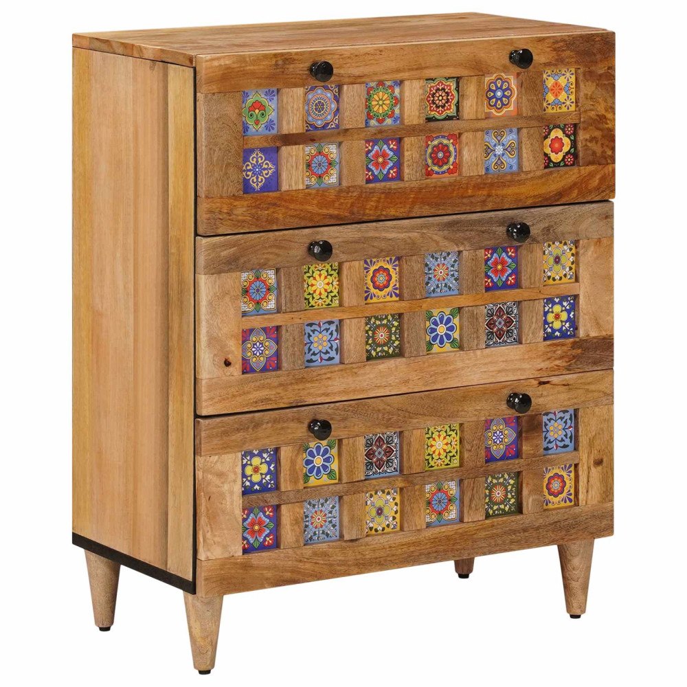 vidaXL Sideboard Naturfärg 60 x 33 x 75 cm Massivt mangoträ