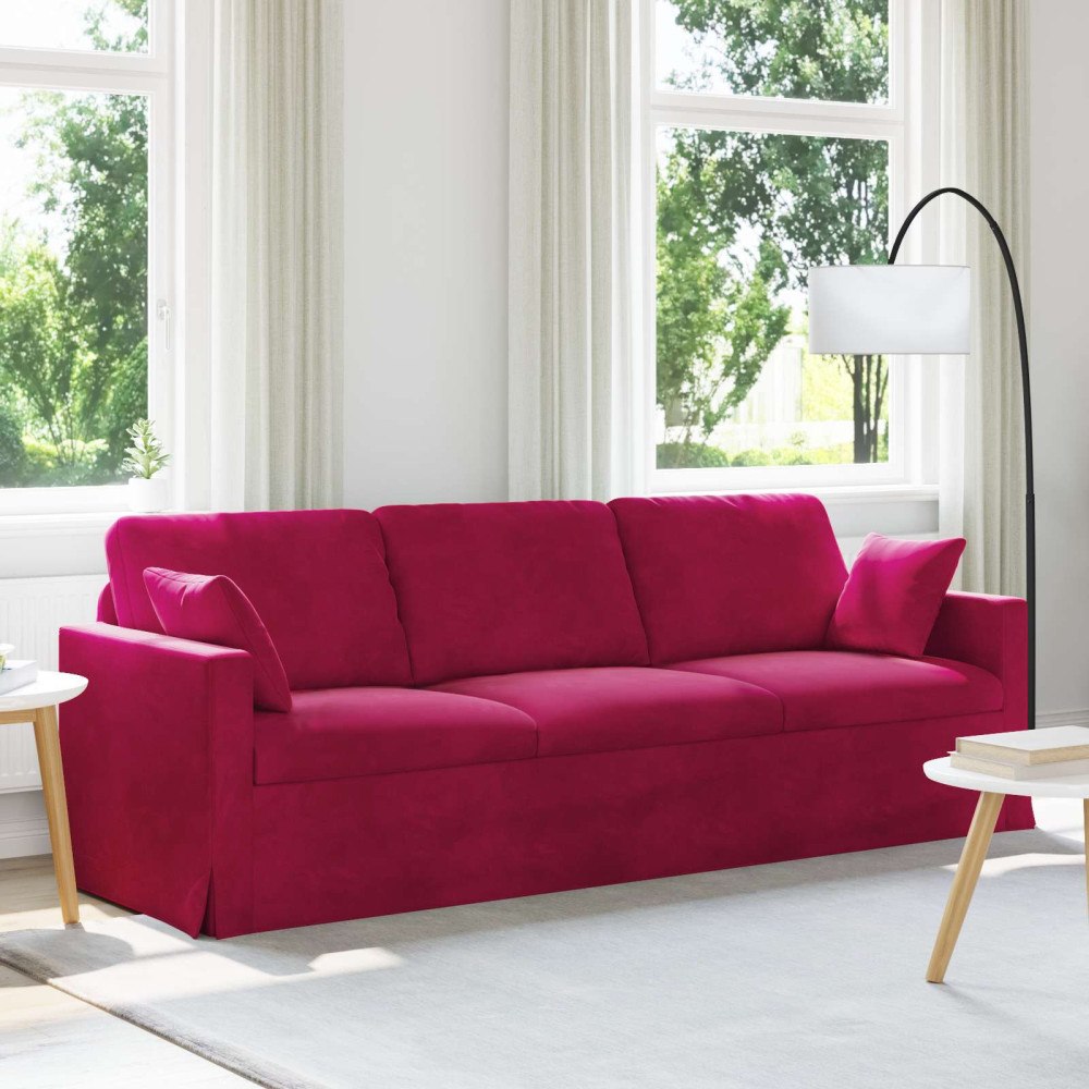 vidaXL Soffa Vinröd 228 x 78 x 80 cm Sammet