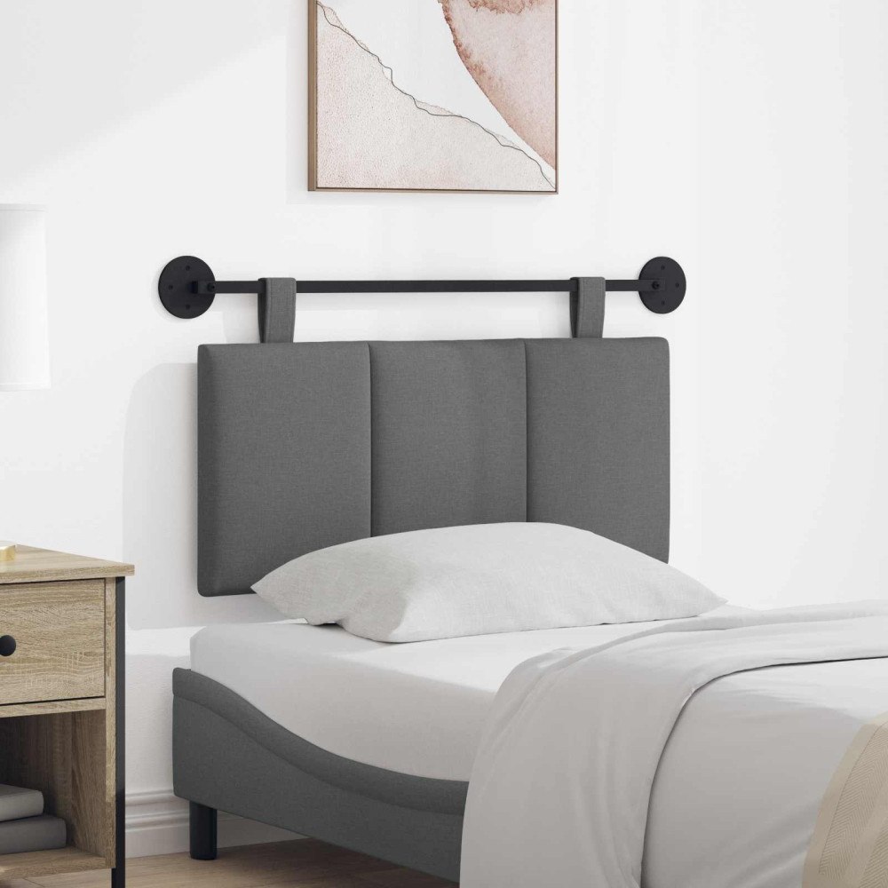 vidaXL Hängande Huvudgavel Väggmonterad Mörkgrå 100 x 55 x 5 cm tyg