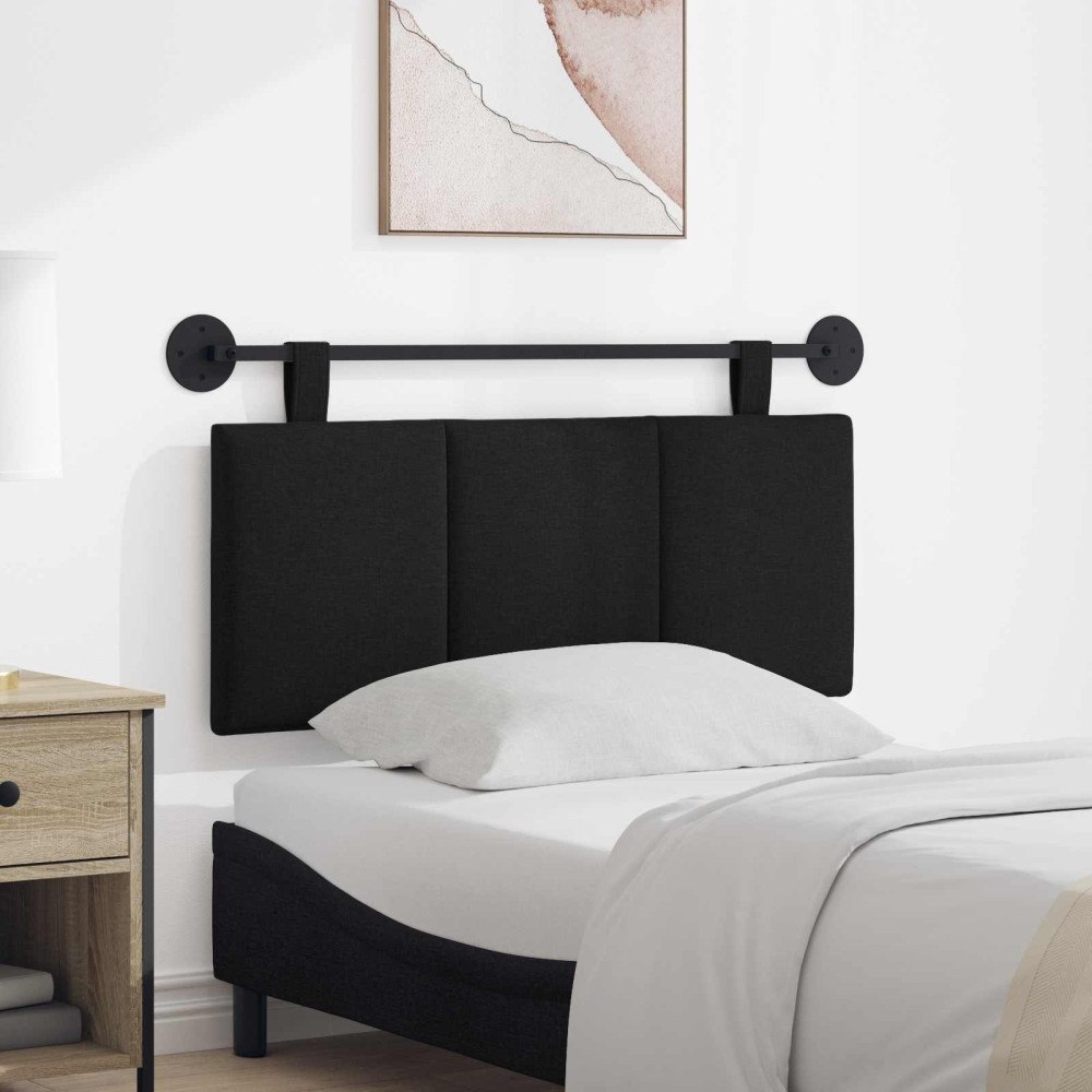 vidaXL Hängande Huvudgavel Väggmonterad Svart 110 x 55 x 5 cm tyg