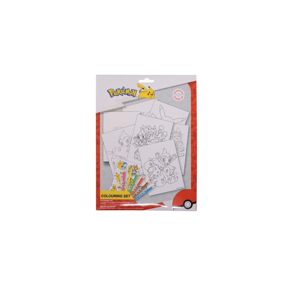 POKEMON POKÉMON färgläggningsset med färgläggningsark och 6 förvässa...