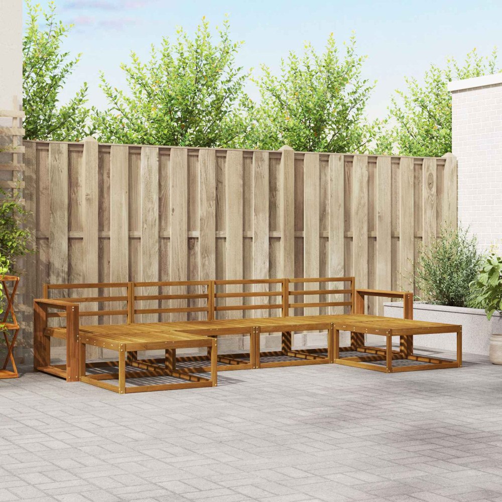 vidaXL Utomhussoffset 6 pcs Naturfärg Massivt Akaciaträ