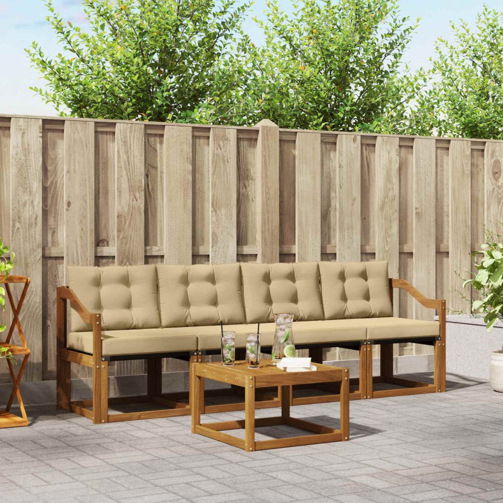 vidaXL Utomhussoffset med kudde 5 pcs Naturlig och Beige