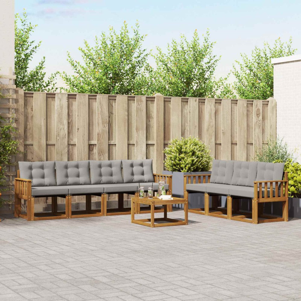 vidaXL Utomhussoffset med kudde 8 pcs Naturlig och Ljus Grå