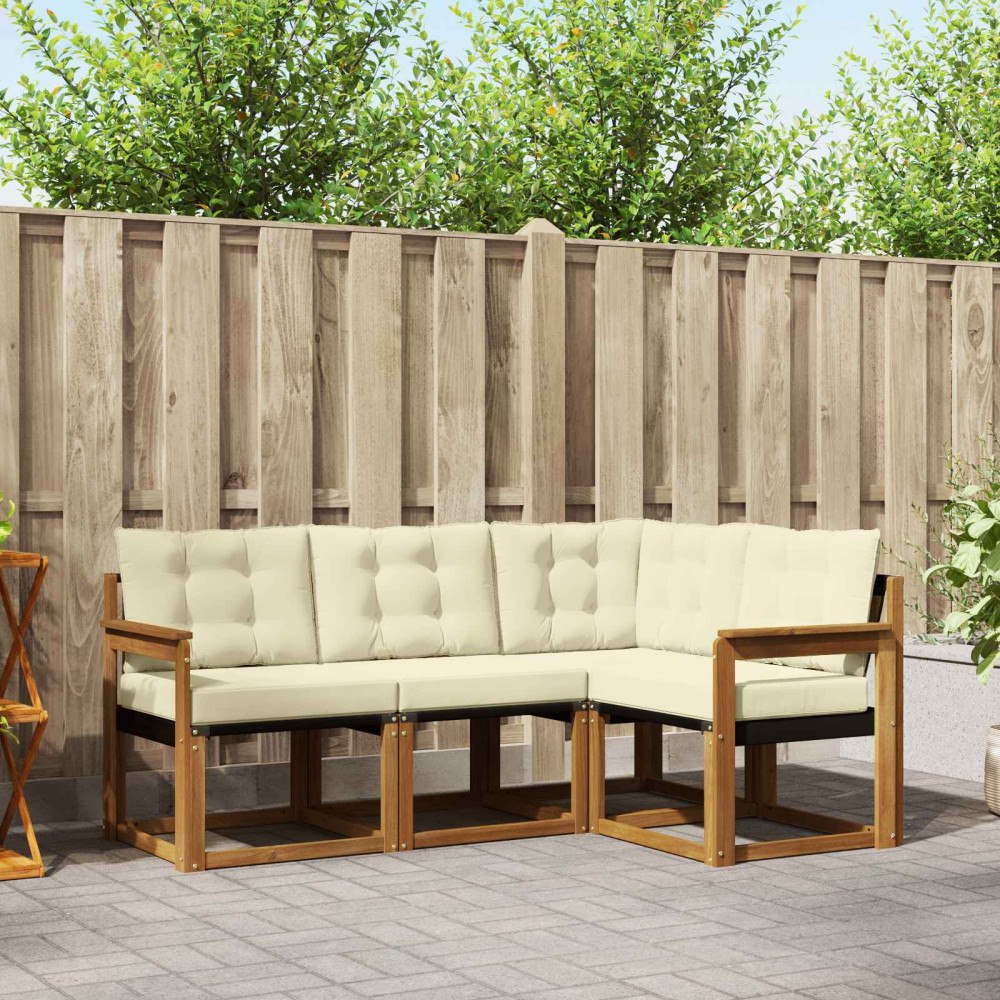 vidaXL Utomhussoffset med kudde 4 pcs Naturlig och Grädde