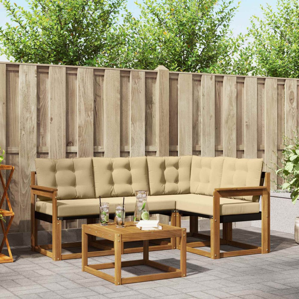 vidaXL Utomhussoffset med kudde 5 pcs Naturlig och Beige