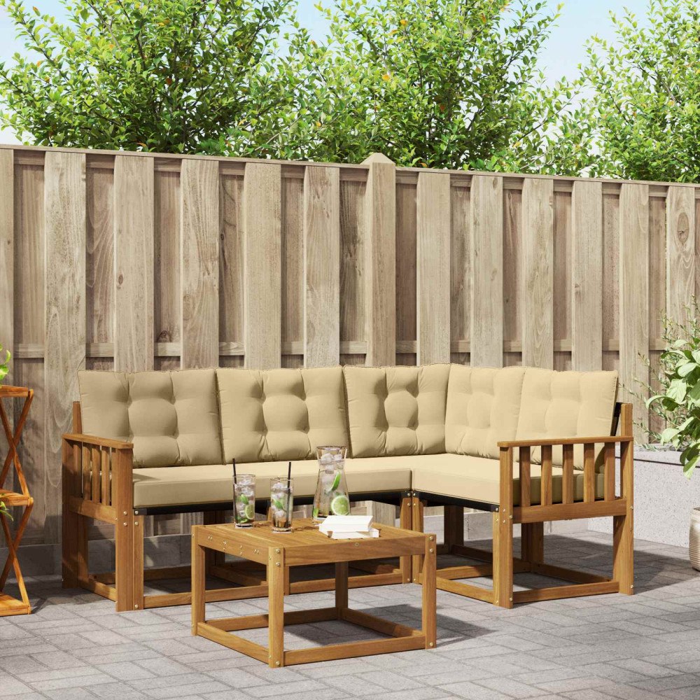 vidaXL Utomhussoffset med kudde 5 pcs Naturlig och Beige