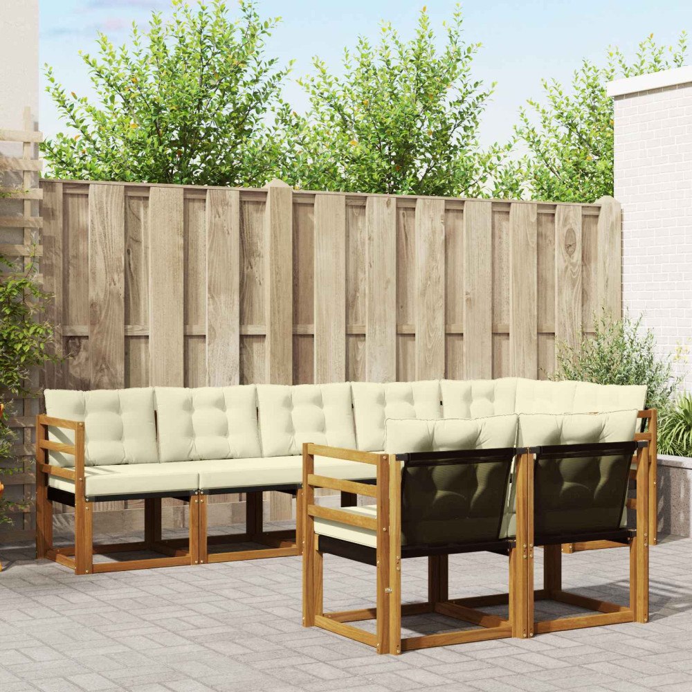 vidaXL Utomhussoffset med kudde 8 pcs Naturlig och Grädde