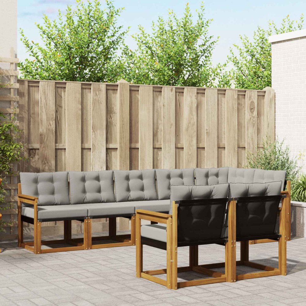 vidaXL Utomhussoffset med kudde 8 pcs Naturlig och Ljus Grå