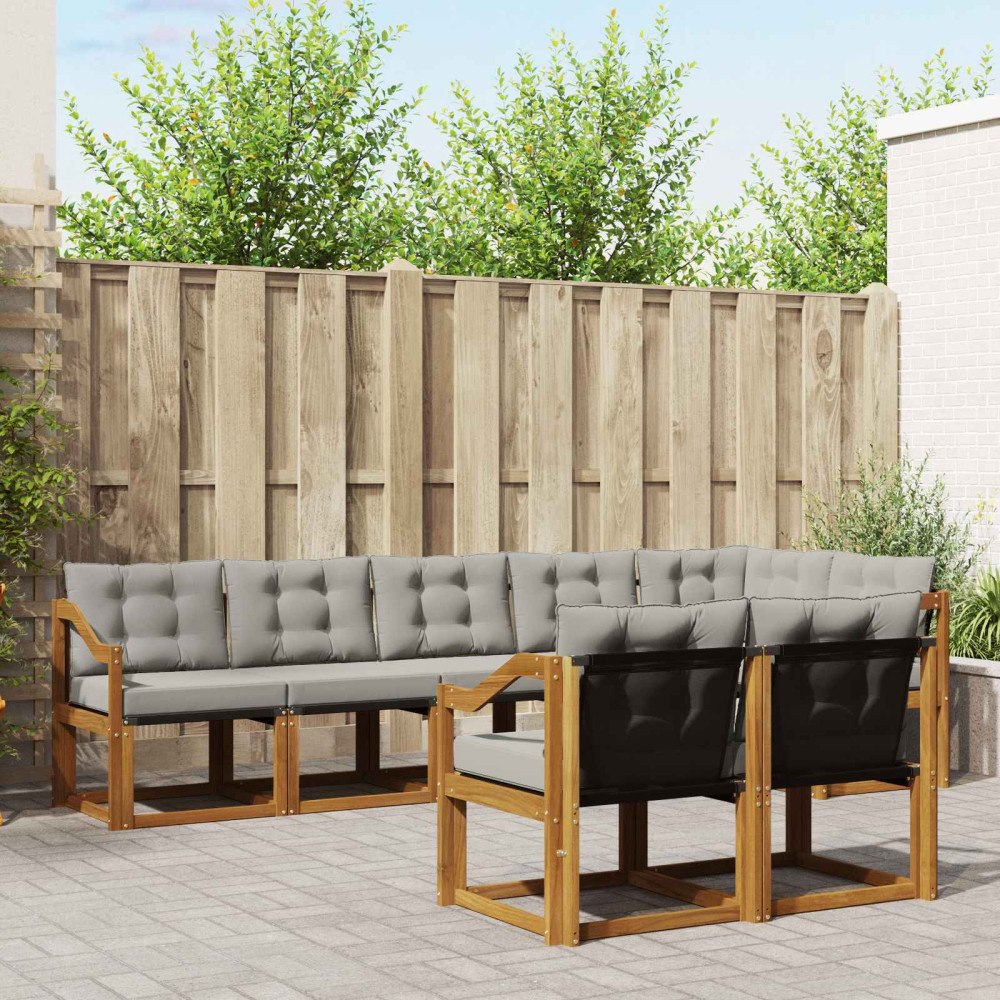 vidaXL Utomhussoffset med kudde 8 pcs Naturlig och Ljus Grå