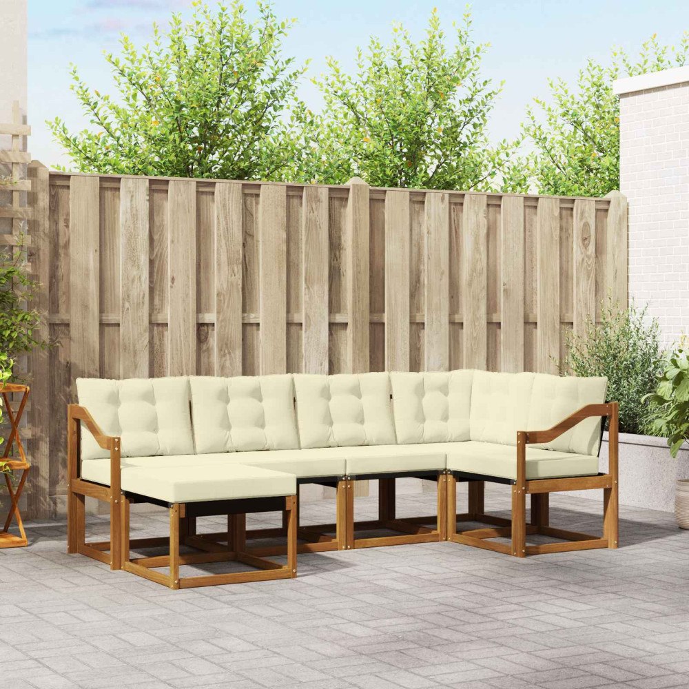 vidaXL Utomhussoffset med kudde 6 pcs Naturlig och Grädde