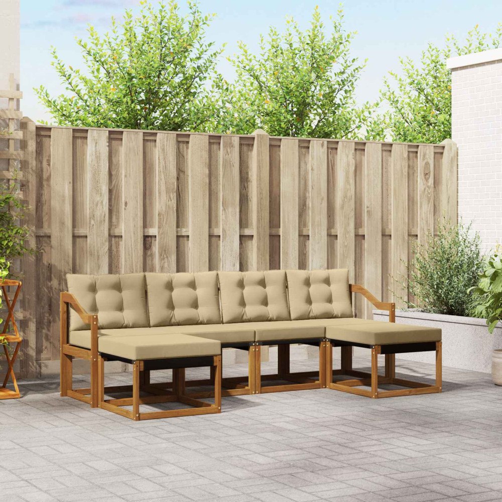 vidaXL Utomhussoffset med kudde 6 pcs Naturlig och Beige