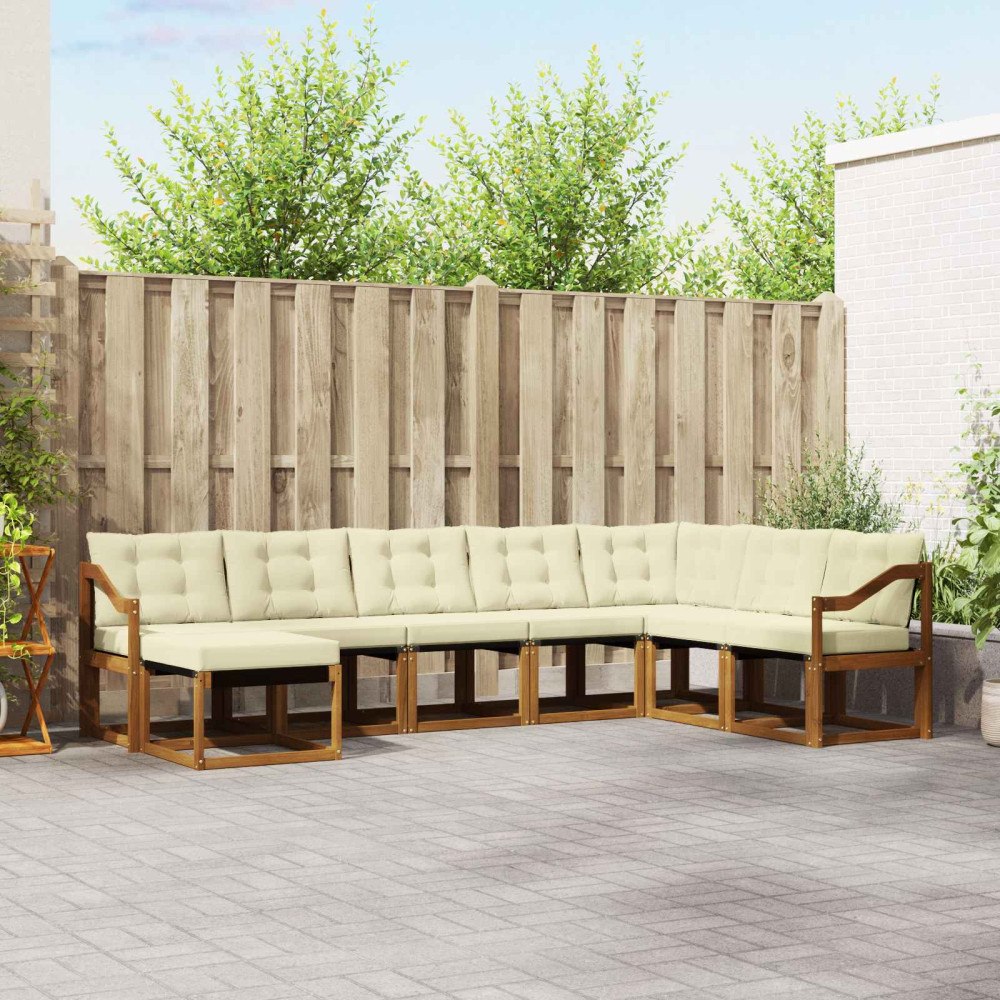 vidaXL Utomhussoffset med kudde 8 pcs Naturlig och Grädde
