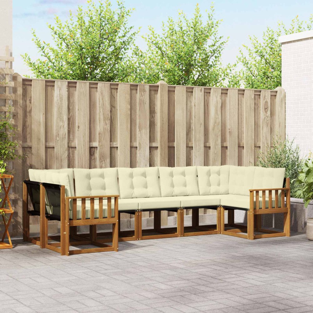 vidaXL Utomhussoffset med kudde 7 pcs Naturlig och Grädde