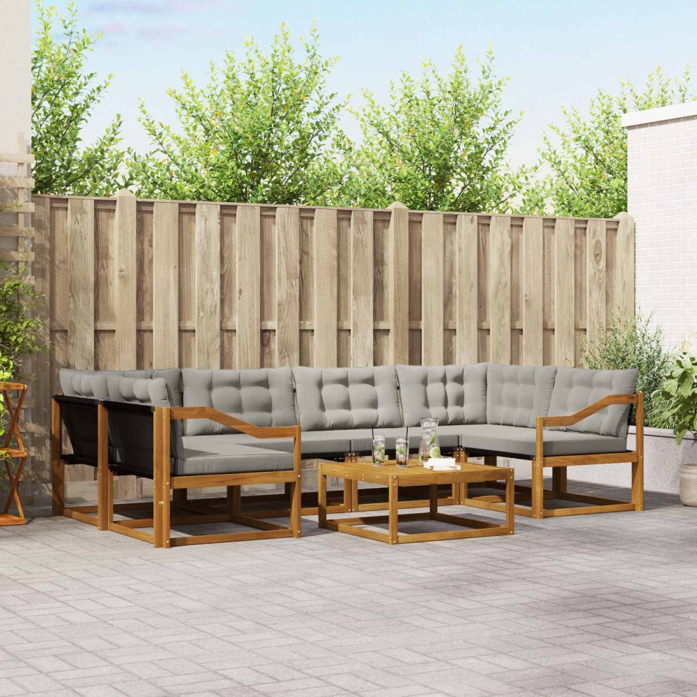 vidaXL Utomhussoffset med kudde 7 pcs Naturlig och Ljus Grå