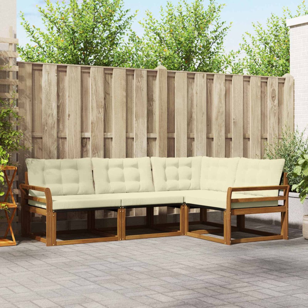 vidaXL Utomhussoffset med kudde 4 pcs Naturlig och Grädde