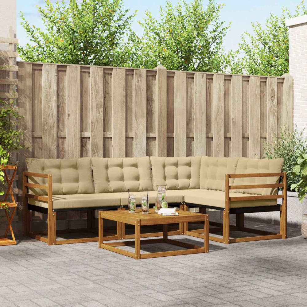 vidaXL Utomhussoffset med kudde 5 pcs Naturlig och Beige